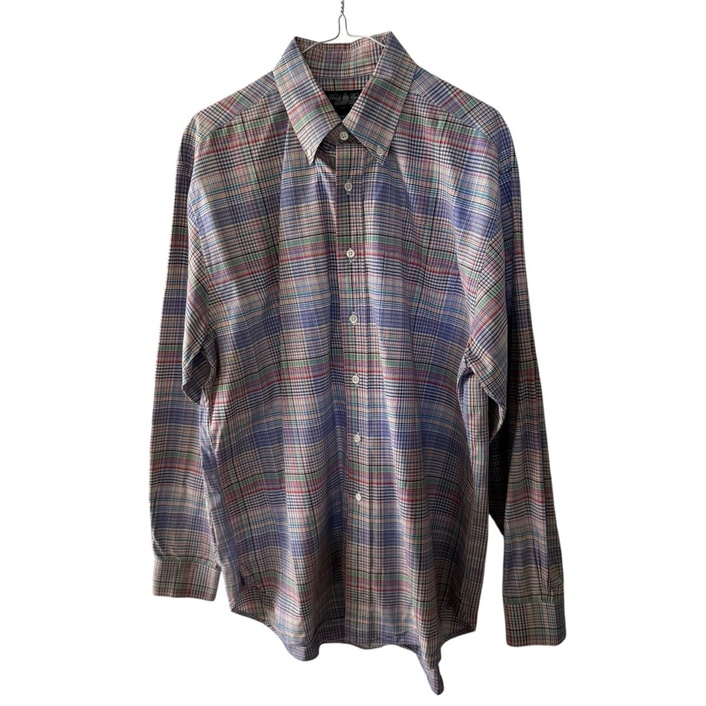 Vintage BROOKS BROTHERS Makers Plaid Shirt Men’s Large Italy Egyptian Cotton